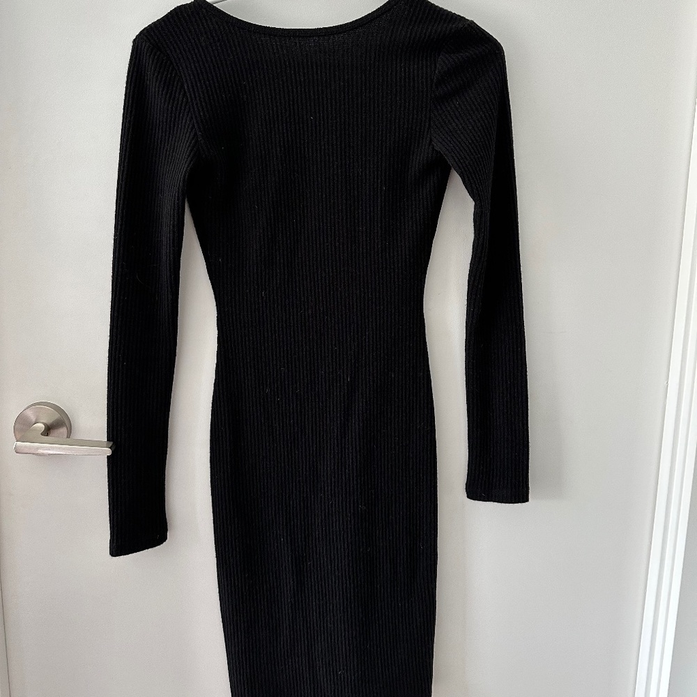 Low back ribbed black bodycon dress Aritzia XS
